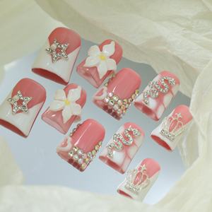 Faux ongles à presser faits main, couvrance totale, motif étoile, en acrylique de luxe, prix d'usine, vente en gros - Product Image 2