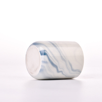 Vente en gros de pots à bougies en céramique à motif marbré bleu, vides, droits, pour cire parfumée, décoration d'intérieur