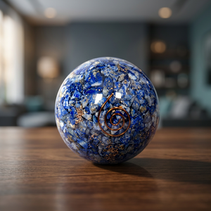 Spiritual Elementz Lapis Lazuli Agate <b>Crystal</b> <b>Sphere</b> Orgonite Ball Energy Generator Healing Chakra Gemstone Environmentally - Product Image 2