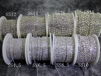 Chaîne de strass en cristal haute brillance, rouleau de 10 yards, 1,5 mm-8 mm, base argentée ou dorée, garniture de strass à coudre pour vêtements, chaussures, bricolage