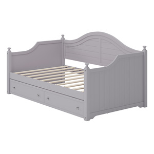 Custom Made Wooden <b>Sofa</b> <b>Bed</b> With <b>Storage</b> Drawers For Bedroom And Living Room Dark Gray Square Framework Structure - Product Image 3