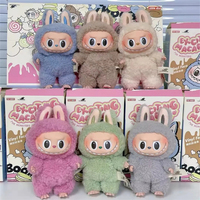 Figurines en peluche Popmart Labubu the Monsters Exciting Macaron Have a Seat Blind Box, jouets en peluche, poupées mignonnes, boîtes mystère, authentiques et originales