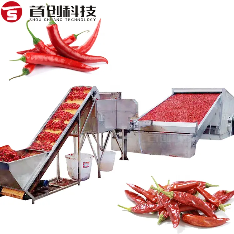 Shouchuang 달콤한 파프리카 건조 처리 라인 연속 칠리 스파이스 메쉬 벨트 건조기 기계