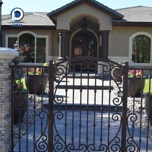 <span class=keywords><strong>Portail</strong></span> en fer forgé sur mesure Prima avec porte en fer durable et structure de clôture, revêtement doré - Product Image 5