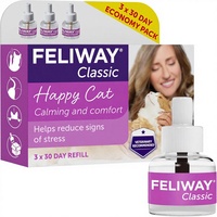 Recharges de diffuseur de phéromones calmantes pour chats, inodores, 3 x 48 ml, classiques, recommandées par les vétérinaires, sans médicaments, cliniquement prouvées pour