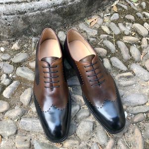 Goodyear welt estrutura marca sapatos para homens negócios Couro Real sola Oxford Vestido Sapatos - Product Image 4