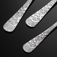 Ensemble de couverts de luxe en acier inoxydable à motif floral, couteau, fourchette, cuillère, pour steak, réutilisable, argent, or