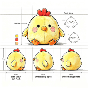 Fabricación de Peluches Personalizados, Peluche de Pollito de Dibujos Animados, OEM, Crea Tu Diseño, Regalos Navideños para Niños, Venta al Por Mayor, MOQ Bajo - Product Image 2