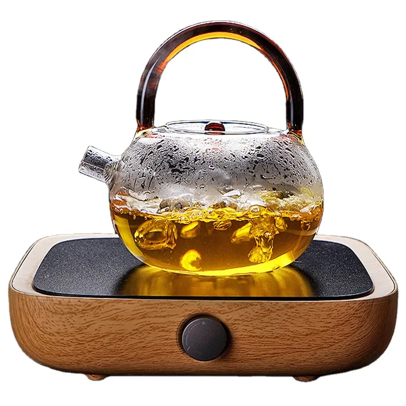 סיטונאי חום עמיד בורוסיליקט זכוכית תה סיר תה כוסות סט עם צבע ידית