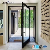 Porte d'entrée pivotante extérieure sur mesure en verre, porte pivotante en aluminium surdimensionnée, aluminium moderne, fabrication chinoise