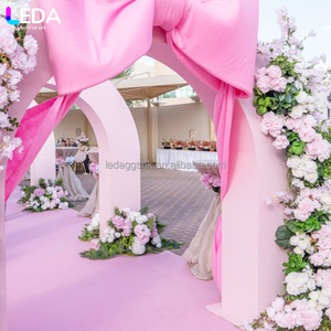 LEDA Ensemble de toile de fond de mariage en acrylique rose de haute qualité, en forme d'arche ronde, pour la décoration de fête de mariage - Product Image 4