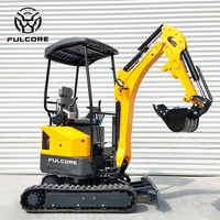 Mini-excavatrice FULCORE en stock, prête à être expédiée, puissante, avec flèche hydraulique et commande par joystick, pour travaux d'aménagement paysager et exploitation de vergers
