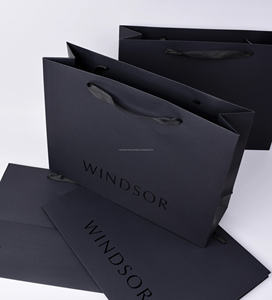ถุงกระดาษสีดำด้านถุงช้อปปิ้งถุงกระดาษหรูหราพร้อมที่จับริบบิ้นโลโก้แบบกำหนดเอง - Product Image 2