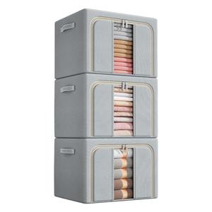 透明な長方形の衣類収納ボックス、家庭用オックスフォード布製オーガナイザー、折りたたみ式、和風、60-70L、大容量 - Product Image 5