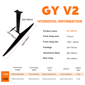 Nouvelle aile avant de grande taille 2026, 1500 V2, haute performance, en fibre de carbone, pour débutants, foil aquatique, wingfoil, hydrofoil, pompage - Product Image 2