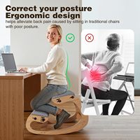 Chaise ergonomique à genouillères en gros avec structure en bois, chaise de bureau réglable en hauteur avec rembourrage doux pour soulager les maux de dos