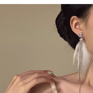 Pendientes Colgantes Electrochapados con Diseño de Pluma y Borla de Circones, Estilo Vintage Original Careerist, para Mujer, Otoño-Invierno, Diseño Joker - Product Image 2