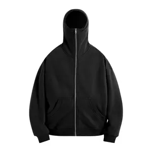 Erkekler için fermuar ile toptan ağır polar tam fermuarlı kapüşonlu svetşört ceket fermuar damla omuz Hoody Hoodie