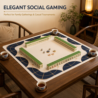 Tapis de table de mahjong bleu personnalisé, insonorisant, antidérapant, en caoutchouc, tapis de bureau enroulable, tapis de jeu pour table, vente en gros
