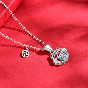 Collier pendentif <span class=keywords><strong>Chat</strong></span> <span class=keywords><strong>porte</strong></span>-<span class=keywords><strong>bonheur</strong></span> pour cadeau, avec pierres précieuses rondes accentuées, Moissanite GRA, en <span class=keywords><strong>argent</strong></span> 925, collier pendentif <span class=keywords><strong>chat</strong></span> mignon - Product Image 3