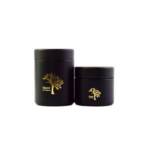 3.5g 3oz Black UV/Printed Matte Black Flower Jar <strong>Frosted</strong> Straight Sided Round Glass Jar with Child Resistant Black Plastic Lid - Product Image 4