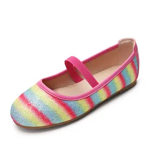 New Fashion Design Colorful Stripe Children's Flat Non-Slip TPR Material Sole Casual Shoes With Your Own Custom Logo