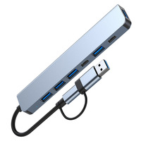 Hub USB C 7 en 1, Divisor de Datos USB, Adaptador de Hub USB 3.0, Estación de Acoplamiento Tipo C 2.0, Hub de Datos Tipo C para Computadora Portátil