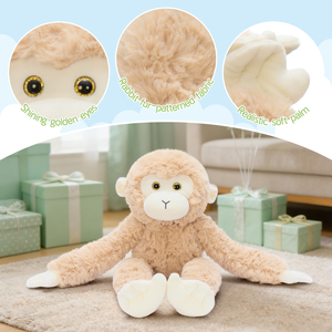 Set di 3 Peluche Scimmie con Velcro, Morbidi Animali Imbottiti, Decorazione da Parete, Accessorio per Auto e Zaino, Regalo - Product Image 2