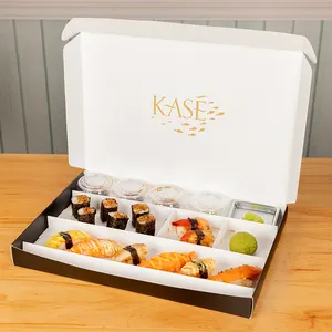 LOKYO Weißer Karton trennte Lebensmittel verpackung zum Mitnehmen zum Mitnehmen aus Sushi-Box mit Logo