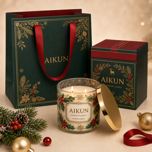 AIKUN OEM Custom Package Christmas Glass <b>Candle</b> Handmade Soy Wax Scented <b>Candle</b> for Winter Holiday Gift Home Fragrance Decor - Product Image 2