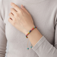 Minimaliste Pierre Naturelle 3mm Carré Impérial Jaspe Perlé Dainty Bracelet Pour Les Femmes Tibétain Yoga Bracelet Réglable En Gros