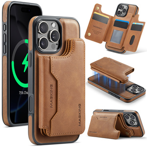 Custodia Business 2 in 1 in Pelle Staccabile con Ricarica Magnetica e Portatessere Magnetico per <span class=keywords><strong>iPhone</strong></span> 17 16 15 <span class=keywords><strong>14</strong></span> Pro Max - Product Image 1