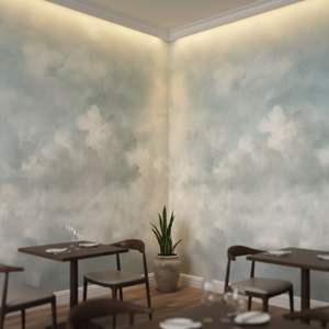 <span class=keywords><strong>Papier</strong></span> <span class=keywords><strong>peint</strong></span> décoratif mural Forêt tropicale verte Ciel bleu Nuages blancs, Murales personnalisables sur le thème de la nature verte - Product Image 6