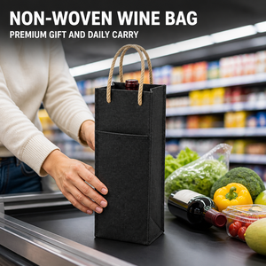 Bolsa de Vino Plegable de Tela No Tejida, Embalaje de Regalo para Una Botella, Asa de Cuerda, Logotipo Personalizado, Bolsa Reutilizable, Venta al Por Mayor para Supermercados - Product Image 1