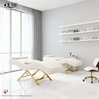 Lit de massage incurvé blanc et or, design populaire pour salon de beauté et SPA, idéal pour les extensions de cils, mobilier de salon