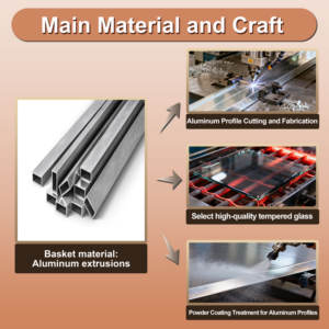 وحدة تخزين متعددة الوظائف بتصميم عصري راقٍ مكونة من 6 طبقات زجاجية، خزانة جانبية طويلة للمطبخ وملحقاته - Product Image 3