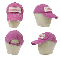 Casquette de baseball en jean délavé avec patch effiloché, logo brodé personnalisé, style décontracté vieilli, vente en gros