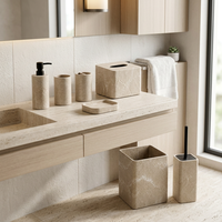 Ensemble d'accessoires de salle de bain en résine beige, style scandinave moderne et minimaliste, pour la maison ou l'hôtel