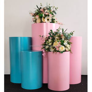 Support de fleurs sur pied en métal rose, cylindre de décoration pour fête prénatale, pilier de cylindre pour gâteau - Product Image 6