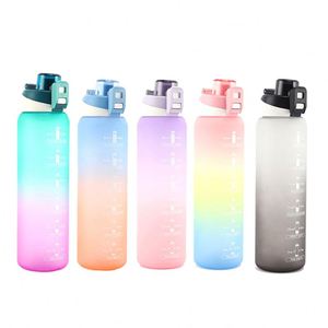 Hot Sell Water <b>Bottle</b>, <b>Straw</b> Time Marker Gradient Plastic Water Leakproof <b>Bottle</b> Sports Portable Water <b>Bottle</b> 1000ml/ - Product Image 4