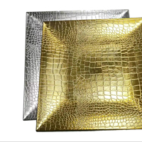 Assiettes de présentation carrées en plastique PP léger et écologique, motif crocodile style européen, pour fêtes et événements.