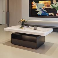 Table basse rectangulaire en pierre frittée de luxe léger, mobilier italien moderne et minimaliste pour petit appartement et salon