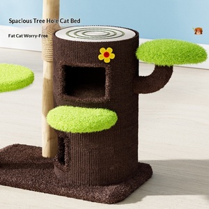 Albero per Gatti in Legno Naturale con Design a Foro d'Albero da Frutto, Salvaspazio, Utilizzabile in Tutte le Stagioni - Product Image 3