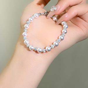 Pearl <b>Beaded</b> <b>Bracelet</b> For Women Purple Color Minimalist Design Everyday Wear - Product Image 1
