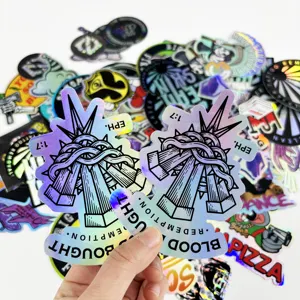 Aangepaste Groothandel Populaire Fancy Reflecterende Spiegel Sticker Waterdichte Gestanst Zelfklevend Label Holografische Stickers