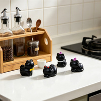 Ensemble de Statues en Résine de Chat Noir Mignon avec Différentes Décorations pour Micro-Paysage et Décoration d'Halloween