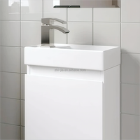 Vasque murale mini en céramique personnalisable, facile à nettoyer, à trou unique, blanche, pour salle de bain, vente en gros