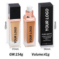 Fond de Teint Liquide Hydratant, Blanchissant, Mat, Vegan, Longue Tenue, Imperméable, à Changement de Couleur, pour Peaux Foncées, Marque Privée