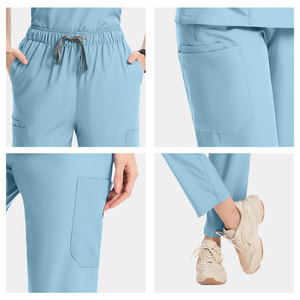 Ensembles de Blouses Médicales Vertes en Polyester Spandex Extensible 4 Directions pour Hôpitaux – Confortables et Respirantes – Tenues de Travail pour Infirmières – Vente en Gros - Product Image 4