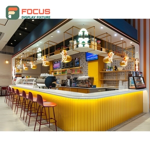 เคาน์เตอร์บริการร้านกาแฟหรูหรา ตกแต่งด้วยไม้ลามิเนต พร้อมพื้นที่จัดแสดงเมล็ดกาแฟ สำหรับหน้าร้าน - Product Image 4